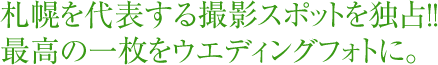 札幌を代表する撮影スポットを独占！最高の一枚をウエディングフォトに